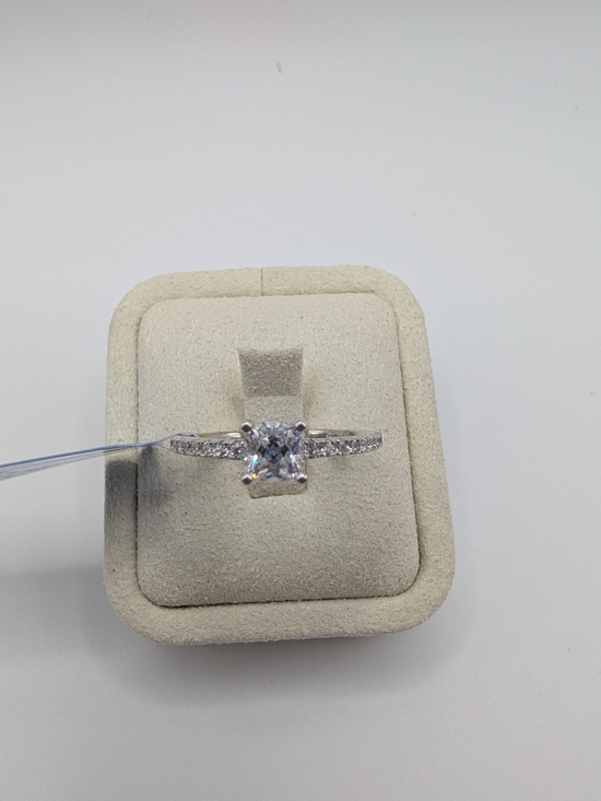 925 Sterling Silver Jewelry - NWT 0.66 ctw Natural Diamond Ring Cushion Cut 925 Sterling Silver Size 7